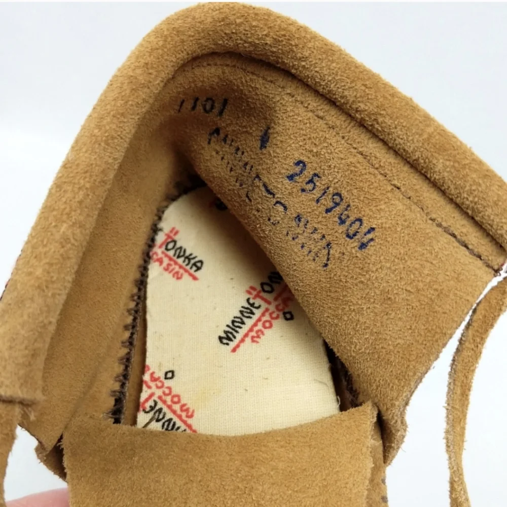 Minnetonka Moccasins Child's Suede & Woven Fabric Moccasins Vintage 12-18 months